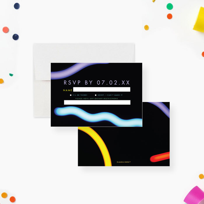 Kids Glow Party Birthday Invitation Fun Neon Party Design