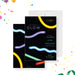 Glow party birthday invitation with neon light sticks on a black background, modern, colorful design for kids' celebrations-front-back