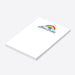 Personalized kids notepad with rainbow and cloud design on clean white background for fun children stationery and writing pad gift-side