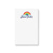 Personalized kids notepad with rainbow and cloud design on clean white background for fun children stationery and writing pad gift