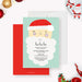 Front and back of the Santa Christmas invitation template, showing the mint green Santa design and a red back.