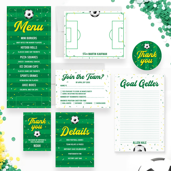 Soccer Birthday Party Invitation Kids Football Theme Invite
