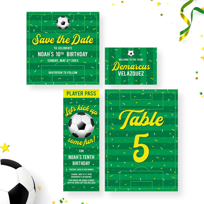 Soccer Birthday Party Invitation Kids Football Theme Invite