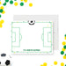 Personalized soccer field note card with green field design and soccer ball illustration-front