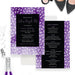 Purple stiletto Ladies Night Out invitation with the coordinating itinerary on the back.