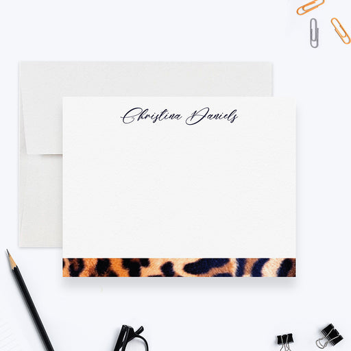 Leopard print personalized note card with name