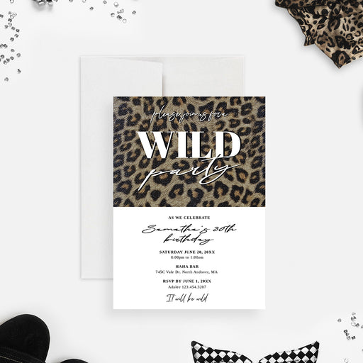 Leopard print wild birthday party invitation for women