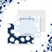 personalized thank you card with soft blue background, white polka dots, navy script lettering, and custom business name-front-back