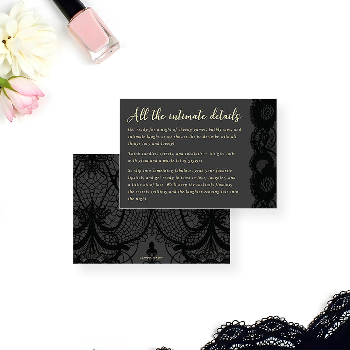 Lingerie Bridal Shower Invitation Black Lace Bachelorette Party