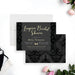 Elegant bridal shower invitation with black lace accents, perfect for a sophisticated bachelorette party or bride-to-be celebration-front-back