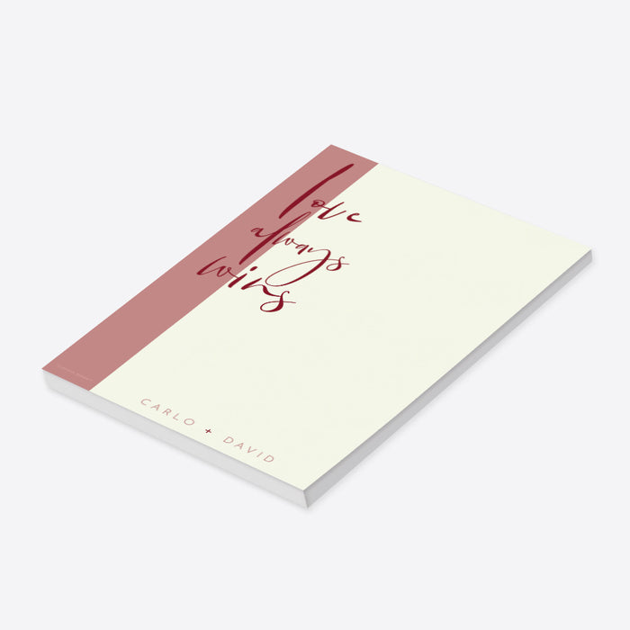 Love Always Wins Notepad Personalized Gay Couple Gift