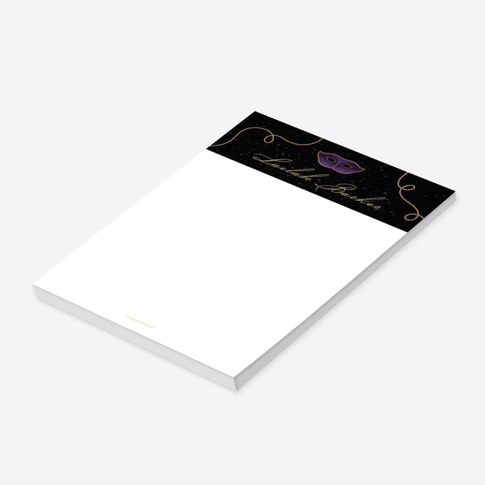 Stylish Notepad Stylish Notepad with Purple and Gold Mask, Mardi Gras Masquerade Party