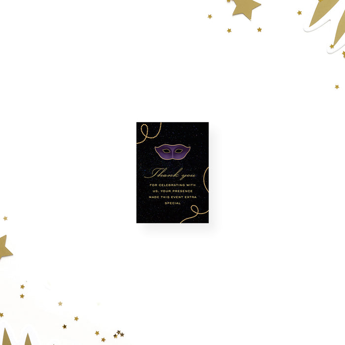 Masquerade Ball Invitation Card, Mardi Gras Invite Cards, Personalized Elegant Masquerade Party Invites with Mask Illustration