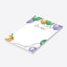 Personalized Mardi Gras notepad with colorful balloons and bead decorations-side