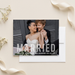 Married photo announcement flat lay
