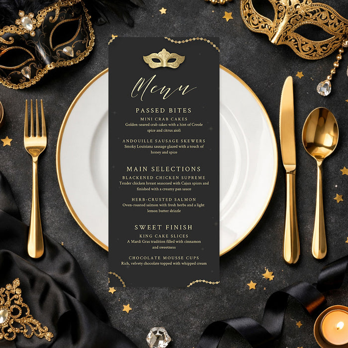 Masquerade Ball Invitation Black Gold Mardi Gras