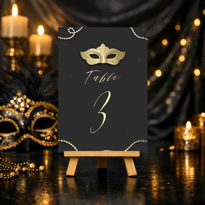 Masquerade Ball Invitation Black Gold Mardi Gras