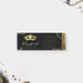 masquerade ball ticket invitation with black background, gold-colored mask artwork, bead accents, and Mardi Gras party details