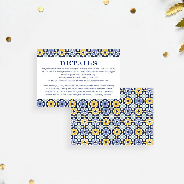 Mediterranean Wedding Invitation Blue and Yellow Tile Design