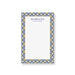 Mediterranean tile personalized notepad featuring a navy, yellow, and blue geometric border, customizable with a name or message, ideal for weddings and coastal-themed events.