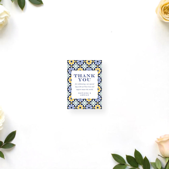 Mediterranean Wedding Invitation Blue and Yellow Tile Design