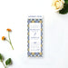 Mediterranean tile ticket wedding invitation with blue and yellow Spanish tile pattern, personalized ticket-style invite for weddings.