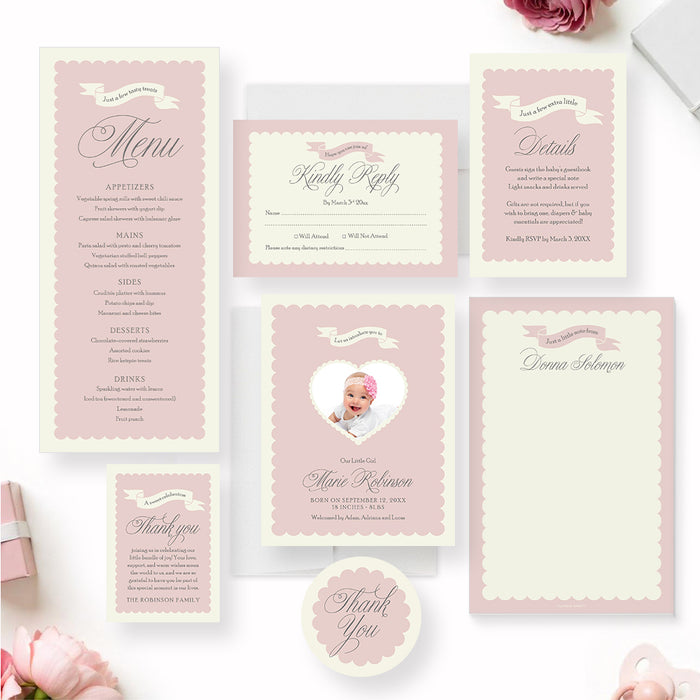 Blush Pink Sip and See Invitation Personalized Baby Meet and Greet