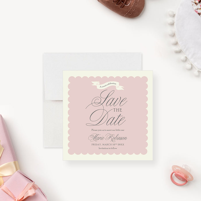 Blush Pink Sip and See Invitation Personalized Baby Meet and Greet