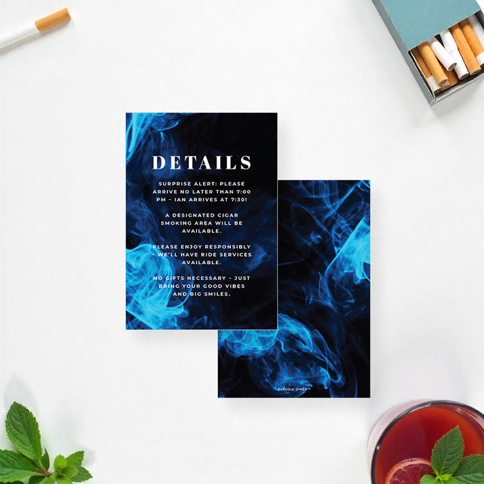 Men’s Toasts and Cigars Birthday Invitation Blue Smoke Cigar Party