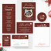 Red and black plaid cat Christmas party invitation set with photo and text.