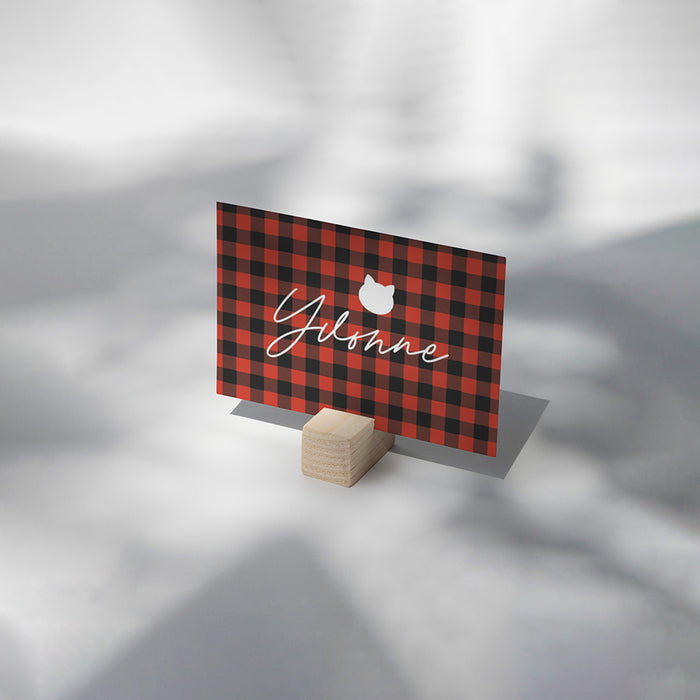 Meowy Christmas Cat Party Invitation Plaid Holiday Card