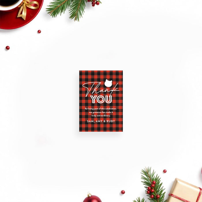 Meowy Christmas Cat Party Invitation Plaid Holiday Card