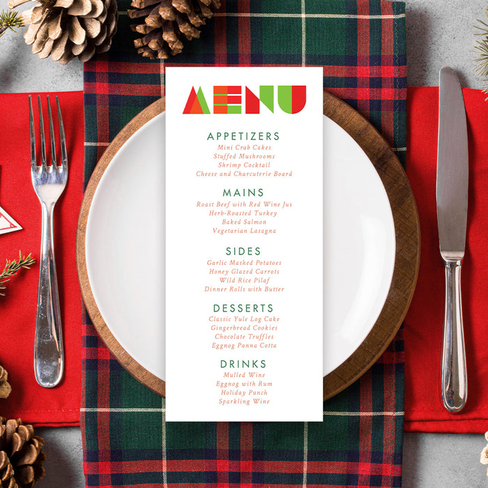 Merry and Bright Christmas Party Invitation Card in Classic Red and Green, Cheerful Holiday Bash Invitation