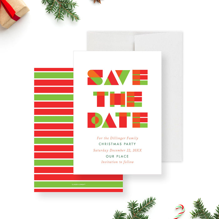 Merry and Bright Christmas Party Invitation Card in Classic Red and Green, Cheerful Holiday Bash Invitation