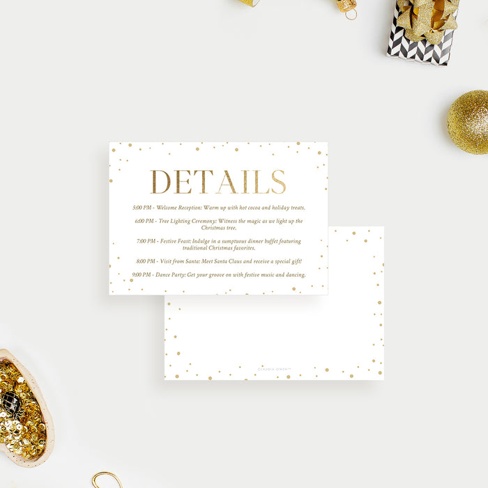 Merry Christmas Celebration Invitation Card in White and Gold, Family Xmas Invitations with Confetti, Minimalist Christmas Holiday Invites