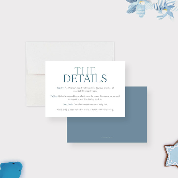 Minimalist Adoption Baby Shower Invitation Card for Parents To Be, Blue Baby Boy Shower Invite Cards