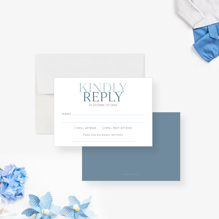 Minimalist Adoption Baby Shower Invitation Card for Parents To Be, Blue Baby Boy Shower Invite Cards