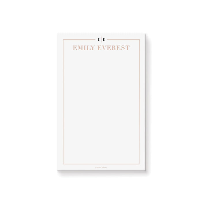 Bat Mitzvah personalized notepad in light beige typography with monogram design