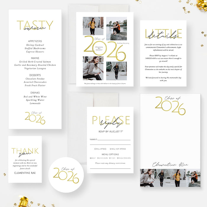 Elegant Graduation Party Invitation Modern Grad Celebration Card