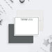 White thank you note card with a gray double-line border and a solid gray reverse.