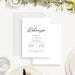Minimalist black and white rehearsal dinner invitation, customizable with event details.-front-back