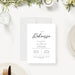 Minimalist black and white rehearsal dinner invitation, customizable with event details.-front