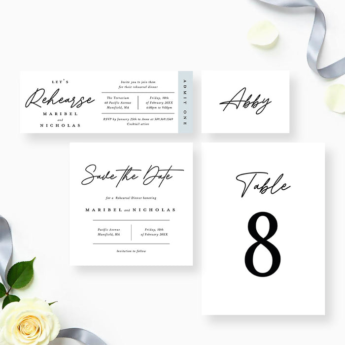 Minimalist Wedding Rehearsal Dinner Invitation