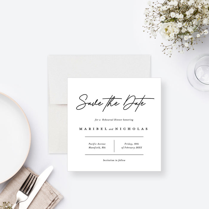 Minimalist Wedding Rehearsal Dinner Invitation