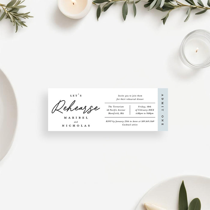 Minimalist Wedding Rehearsal Dinner Invitation