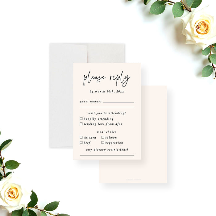 Minimalist Beige Wedding Invitation with Modern Script