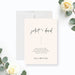 Minimalist beige wedding save the date card with script font typography-front