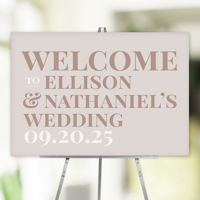 Neutral Welcomesign Personalized Wedding Welcome Sign Minimalist Neutral Color Design