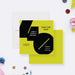 modern 40th birthday save the date card with bold black number design and yellow background-front-back