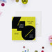 modern 40th birthday save the date card with bold black number design and yellow background-front